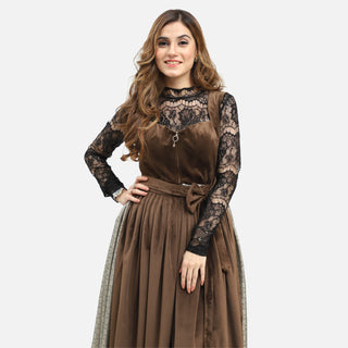 Classic Brown Dirndl in Bavarian Elegance