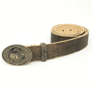 Brown goat suede Bavarian leather belt