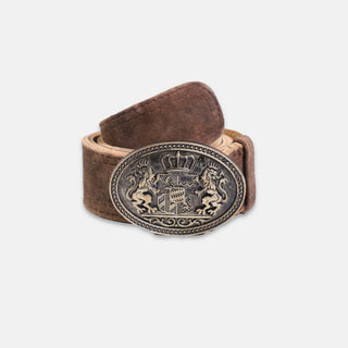 Authentic Brown Suede Goat Leather Trachten Belt