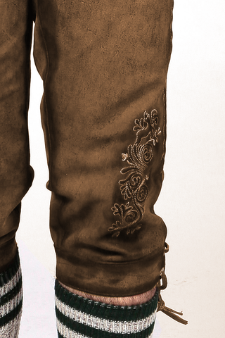 Vintage-inspired Authenticity: Dark Brown Knee-length Lederhosen for Men