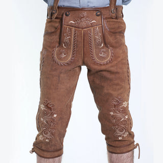 Dark brown knee-length lederhosen for men