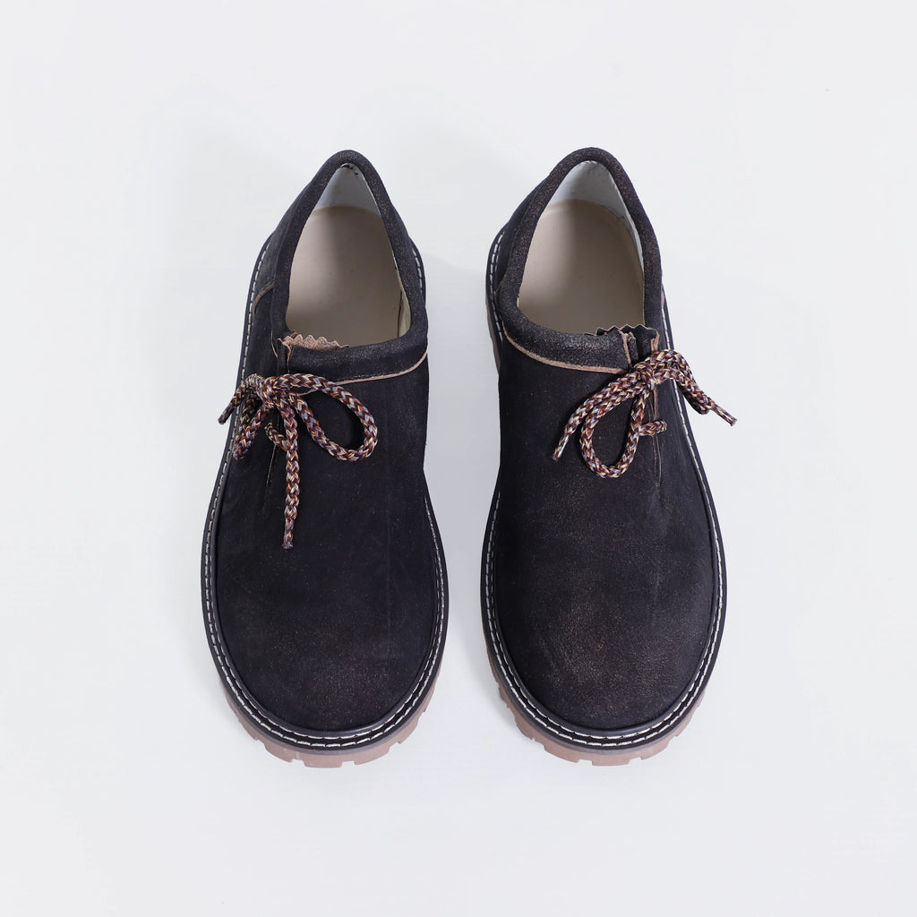 Black German Lederhosen Shoes Men’s Traditional Bavarian Style Size 46 Traditional Black Embroidered Shoes - Lederhosen For Sale main image 4