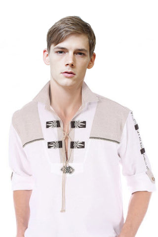 Moon White Bavarian Embroidered Trachten Shirt