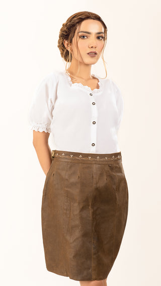 Traditional lederhosen skirt with ruffles