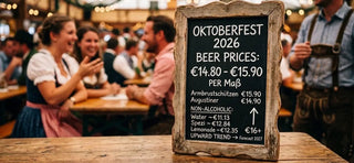 Beer price sign for Oktoberfest showing updated Maß and non-alcoholic drink prices.