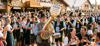 Ludwig-Thoma-Musikanten celebrating 50 years of Bavarian music at Oktoberfest festival.