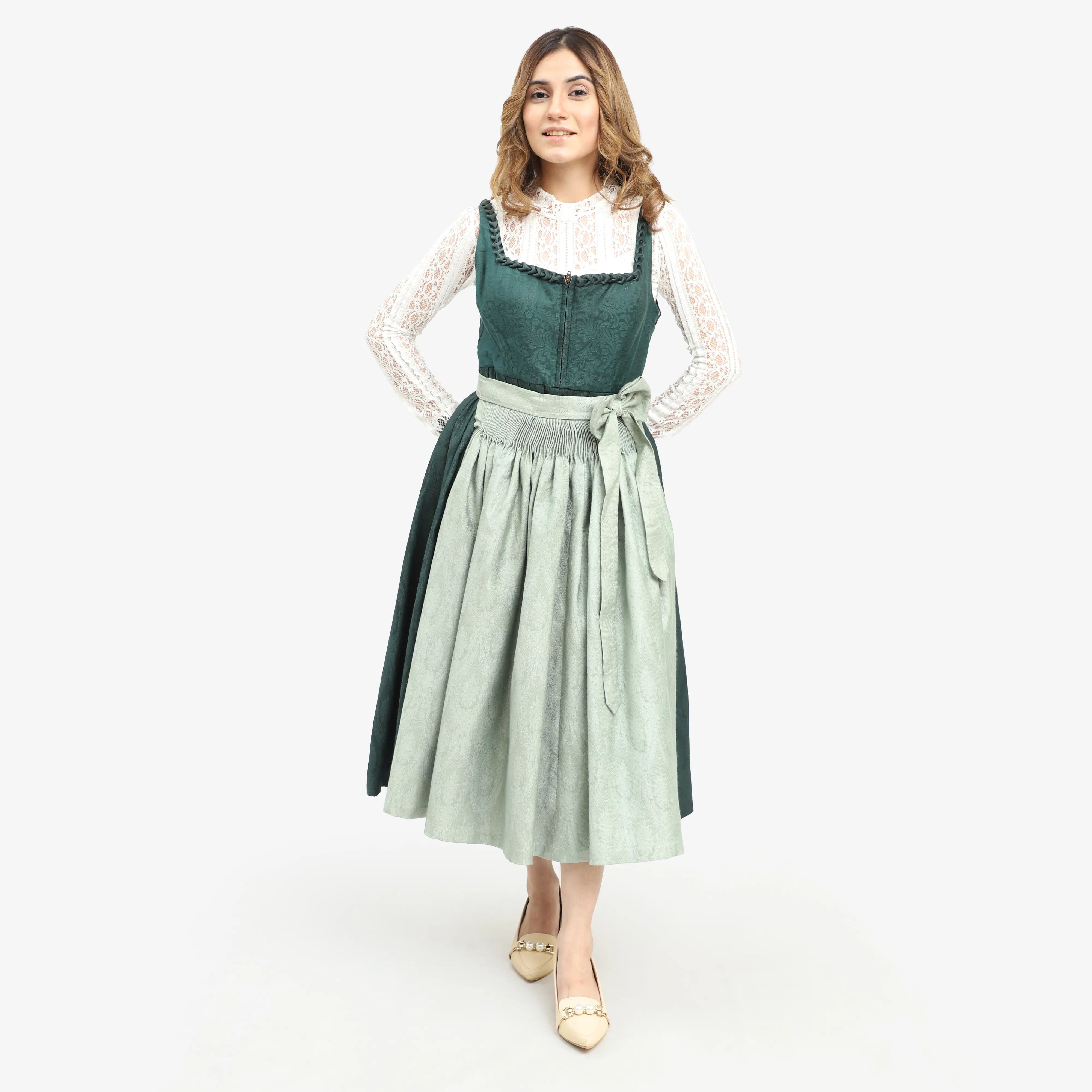Bavarian Edition Green Midi Dirndl Dress – Oktoberfest Wear