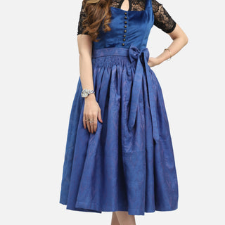 German Dirndl Dress Luxury Indigo Blue