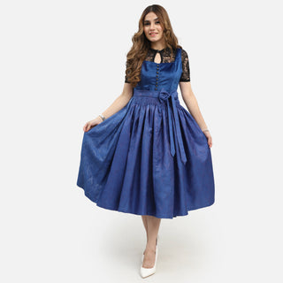 German Dirndl Dress Luxury Indigo Blue