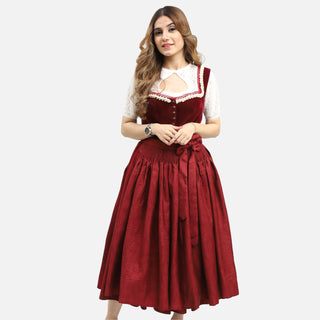 Rich Maroon Dirndl Stunning German Traditional Dress