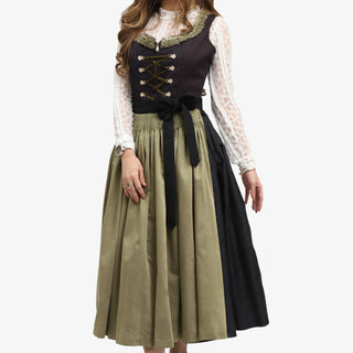 Women German Dirndl Dress Midnight Black L