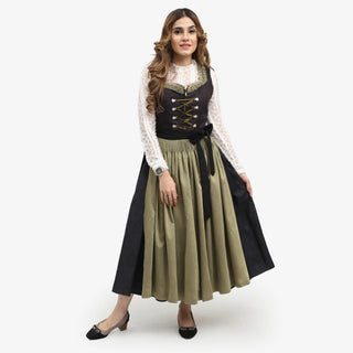 Women German Dirndl Dress Midnight Black