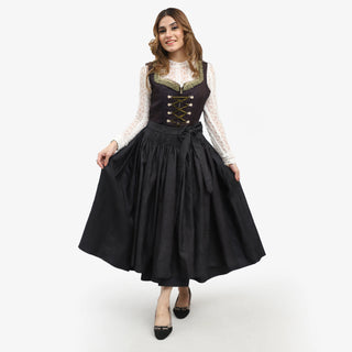 Women German Dirndl Dress Jet Black