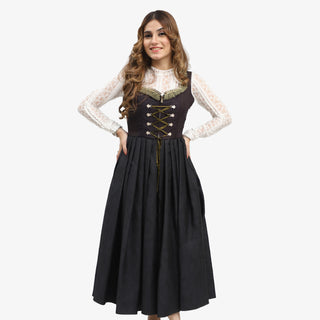 Women German Dirndl Dress Jet Black