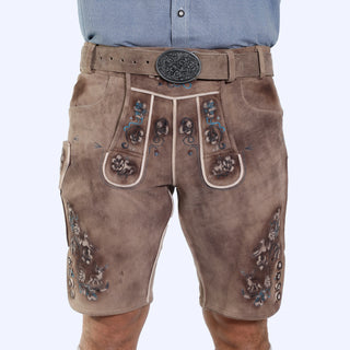Faded Brown Embroidered Traditional Lederhosen

