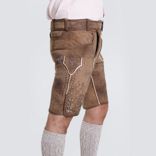 Deer Brown Lederhosen with Subtle Self-Colored Embroidery