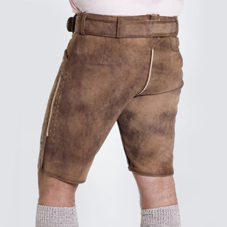 Deer Brown Lederhosen with Subtle Self-Colored Embroidery