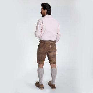 Deer Brown Lederhosen with Subtle Self-Colored Embroidery