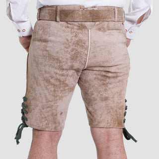 Traditional Embroidered Lederhosen in Light Sand Hue
