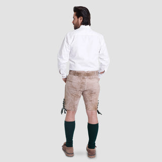 Traditional Embroidered Lederhosen in Light Sand Hue