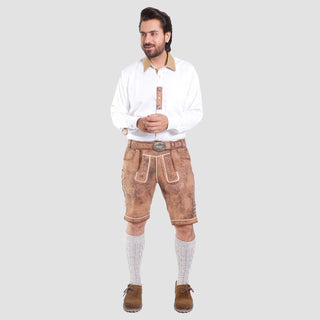 Camel Brown Traditional Lederhosen Outfir for Men