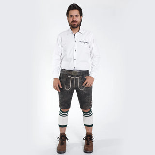 Traditional Embroidered Bavarian Lederhosen Onyx Black