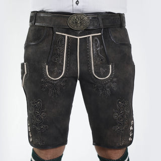 Traditional Embroidered Bavarian Lederhosen Onyx Black