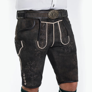 Traditional Embroidered Bavarian Lederhosen Onyx Black