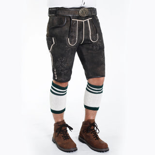 Traditional Embroidered Bavarian Lederhosen Onyx Black