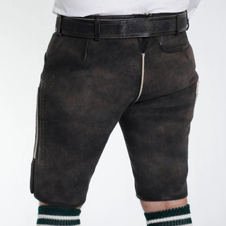 Traditional Embroidered Bavarian Lederhosen Onyx Black