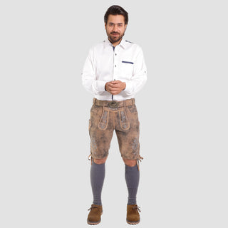 Rustic Men's Lederhosen in Grayish Brown Tone