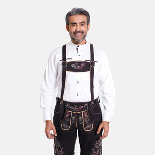 Faded Black Lederhosen Men Suspenders