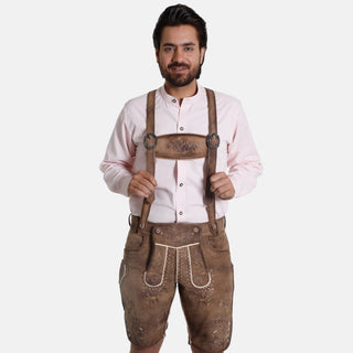 Embroidered Brown Bavarian Suspenders for Oktoberfest