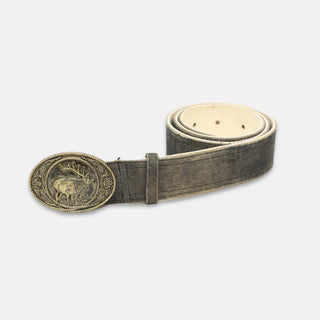 Traditional Bavarian Rustic Black Suede Lederhosen Belt