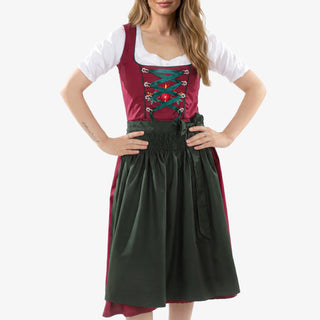 Plum Majestic Midi Dirndl Forest Green Apron