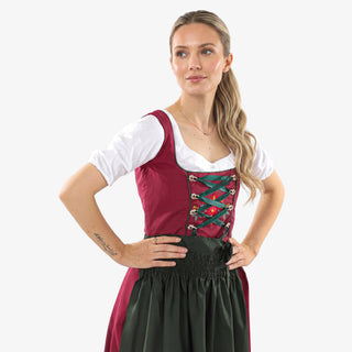 Plum Majestic Midi Dirndl Forest Green Apron