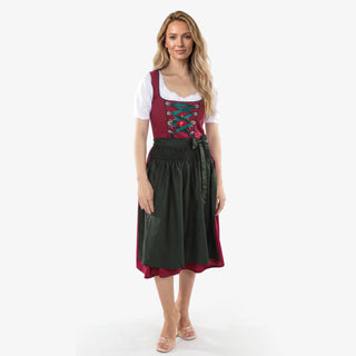 Plum Majestic Midi Dirndl Forest Green Apron L