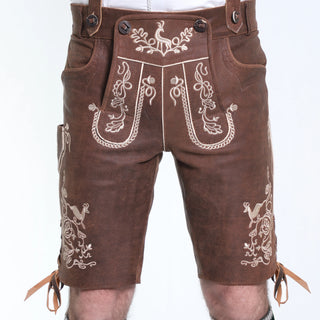 Mens Classic Bavarian Lederhosen in Vintage Brown