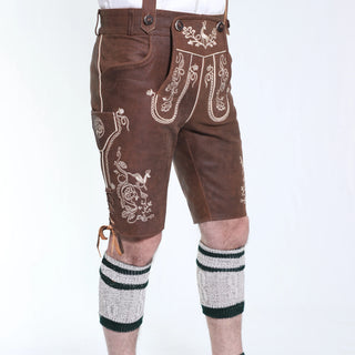 Mens Classic Bavarian Lederhosen in Vintage Brown
