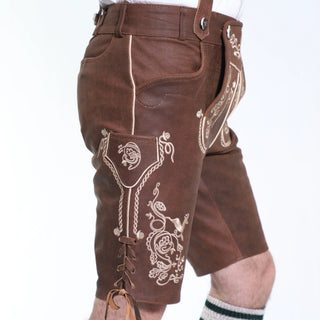 Mens Classic Bavarian Lederhosen in Vintage Brown