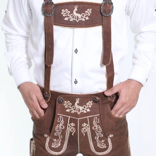 Mens Classic Bavarian Lederhosen in Vintage Brown
