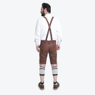 Mens Classic Bavarian Lederhosen in Vintage Brown