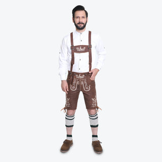 Mens Classic Bavarian Lederhosen in Vintage Brown