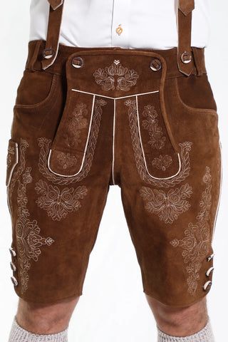 Mens Classic Brown Lederhosen with Vintage Details
