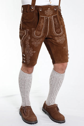 Mens Classic Brown Lederhosen with Vintage Details