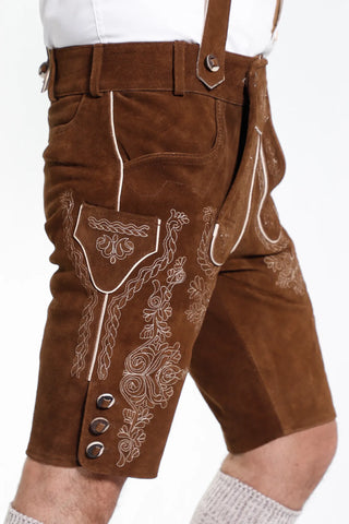 Mens Classic Brown Lederhosen with Vintage Details