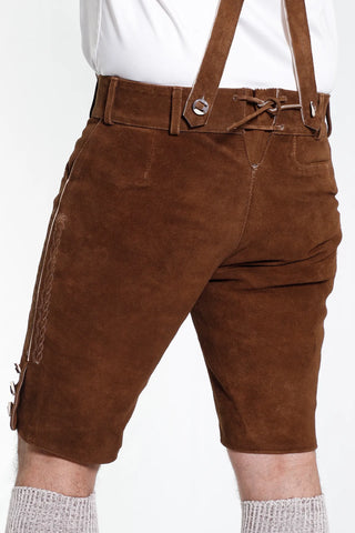 Mens Classic Brown Lederhosen with Vintage Details