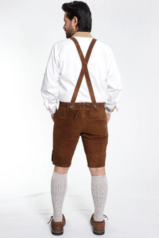 Mens Classic Brown Lederhosen with Vintage Details