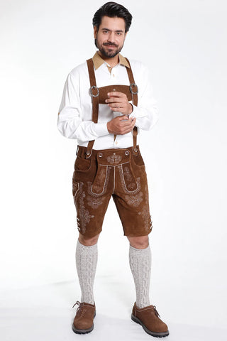Mens Classic Brown Lederhosen with Vintage Details