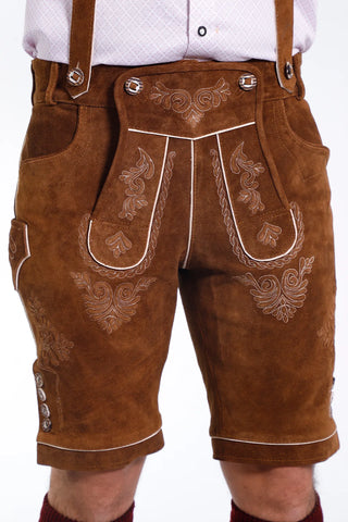 Caramel Brown Bavarian Lederhosen with Classic Embroidery